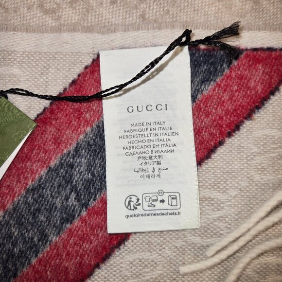 GUCCI Wool/Angora Monogram Web Fringe Scarf - Picture 7 of 7